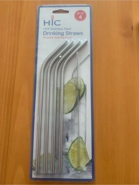 Stainless Steel Drinking Straws - Silver (Set of 4)